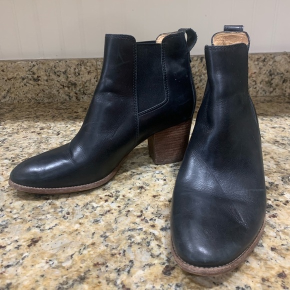 Madewell black leather wood heeled booties boots size 10  booties - Picture 1 of 7